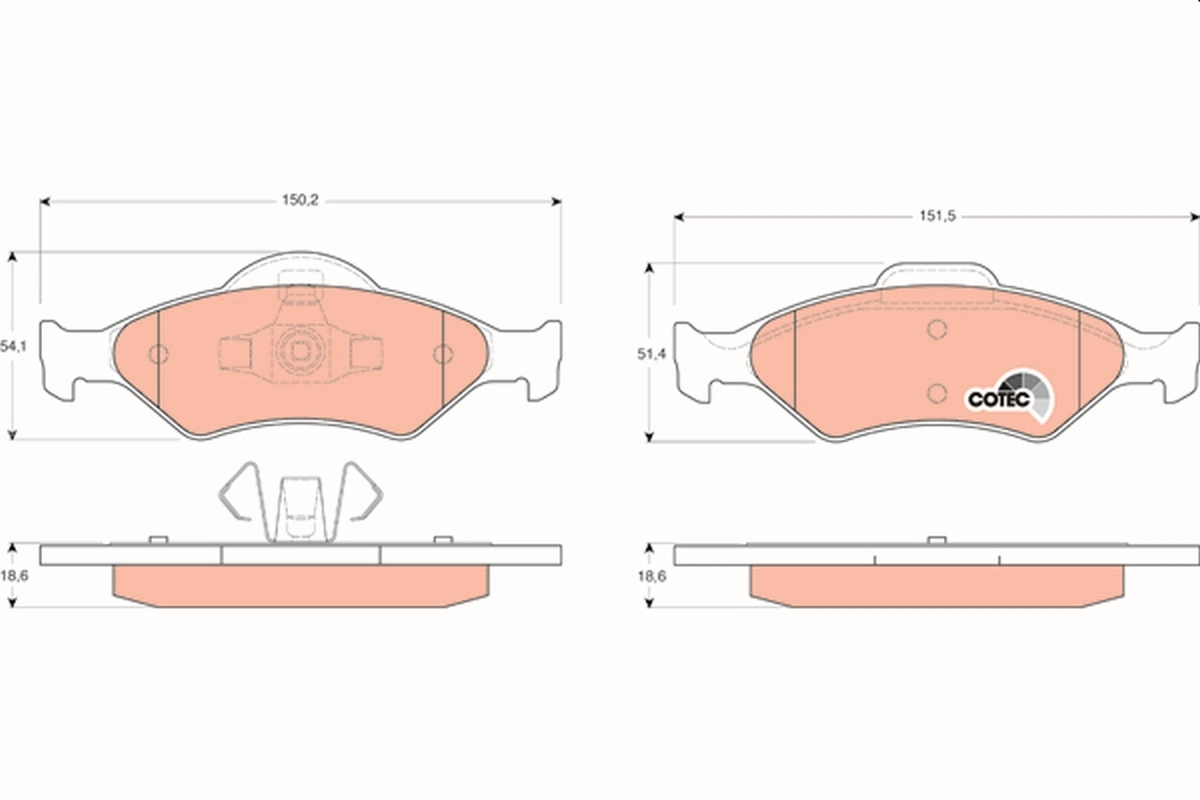 Bremsbelagsatz, Scheibenbremse COTEC GDB1418