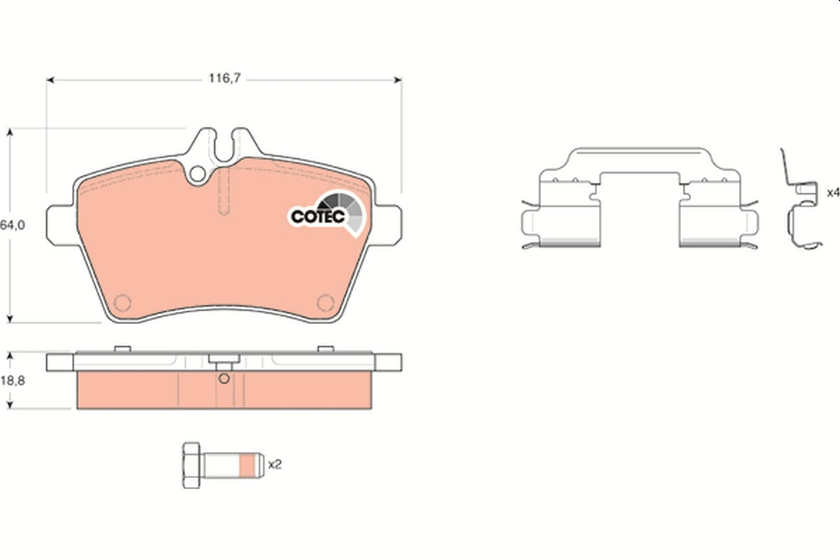 Brake Pad Set, disc brake COTEC GDB1630
