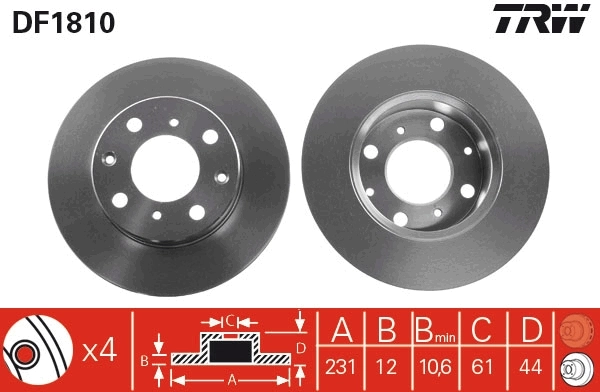 TRW DF1810 Brake Disc