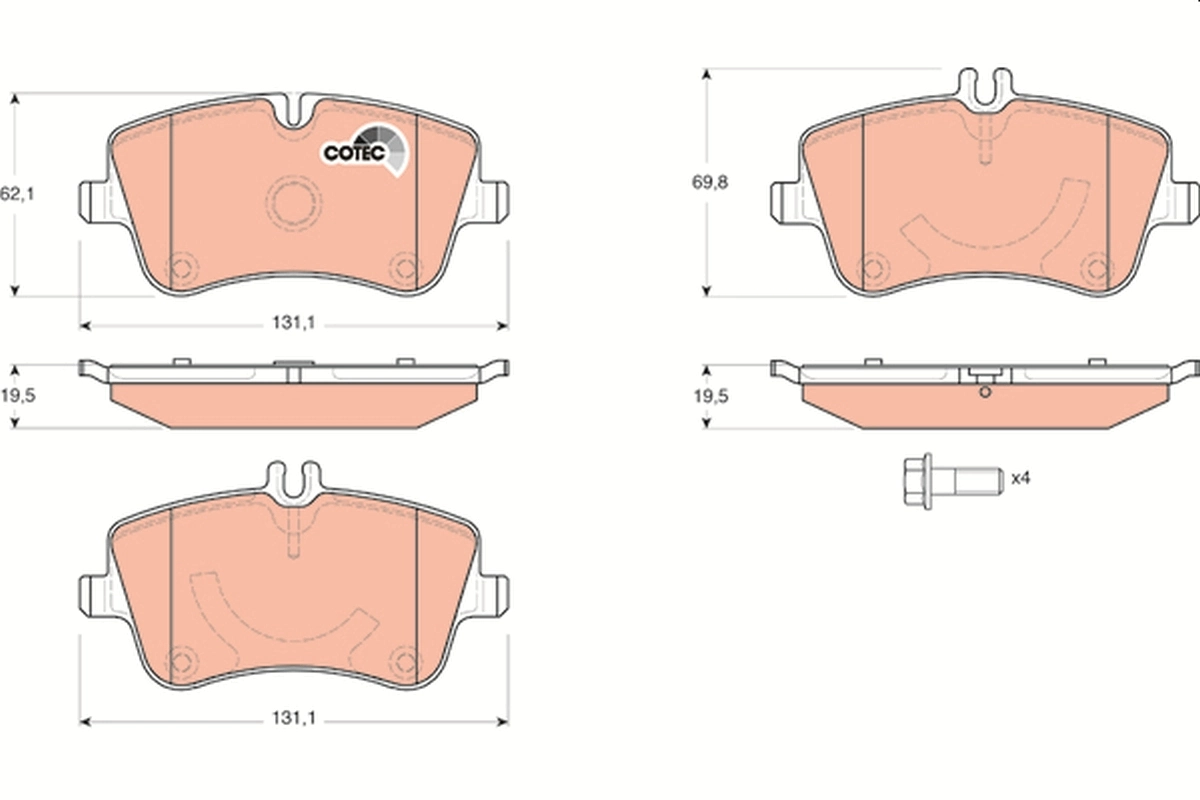Brake Pad Set, disc brake COTEC GDB1514