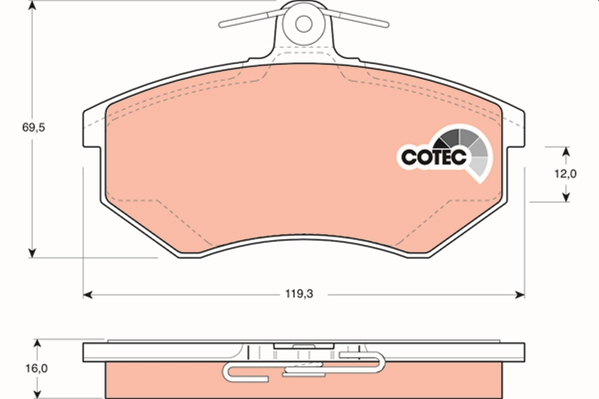 Brake Pad Set, disc brake COTEC GDB1048
