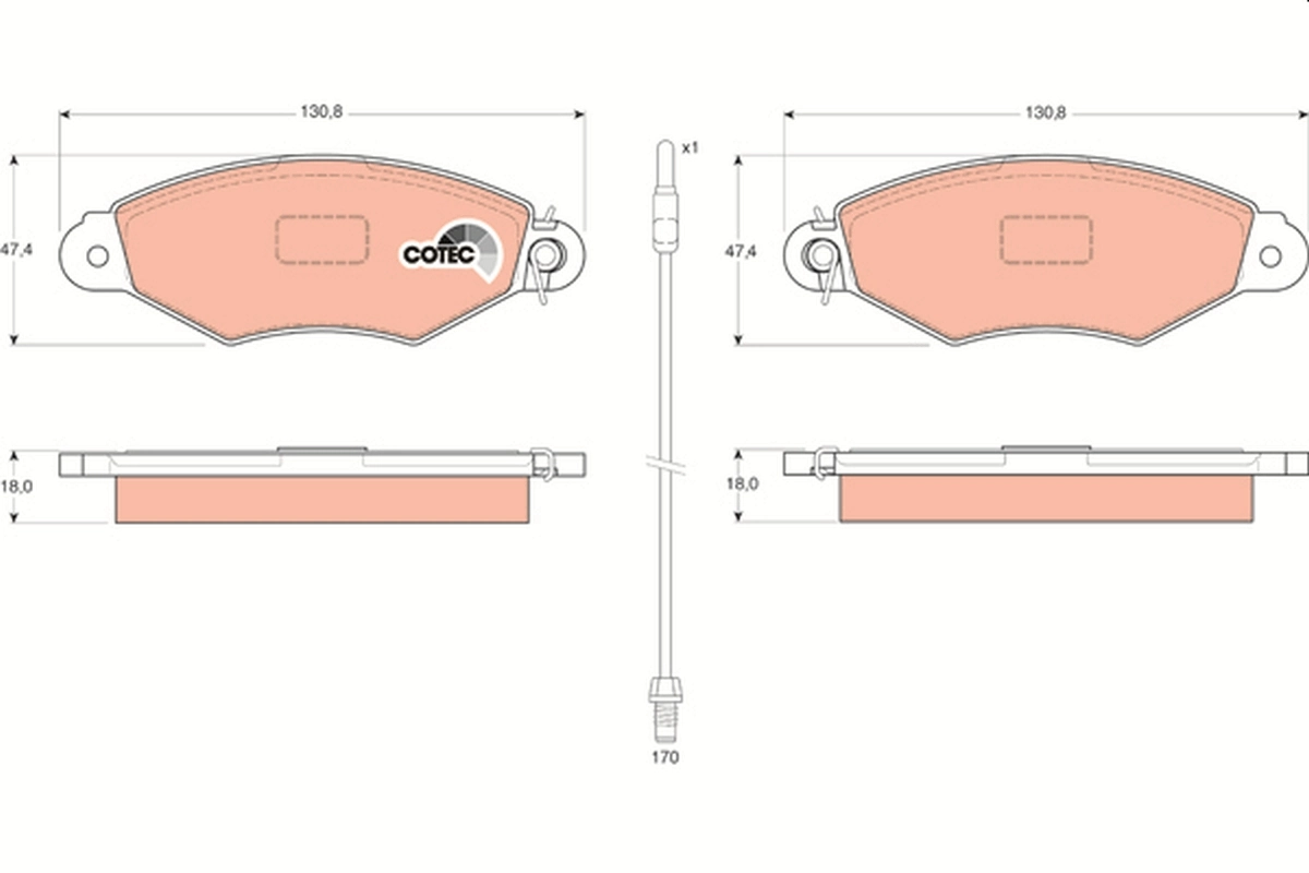 Brake Pad Set, disc brake COTEC GDB1402