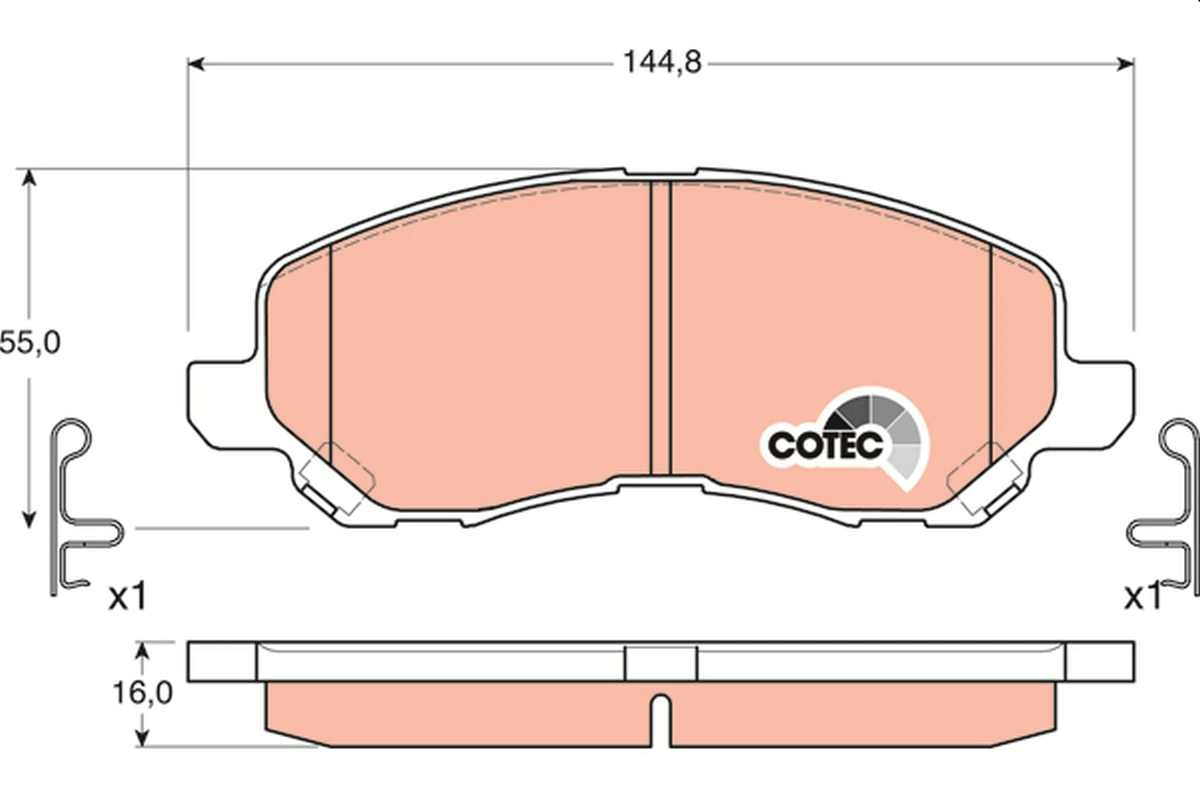 Brake Pad Set, disc brake COTEC GDB3287