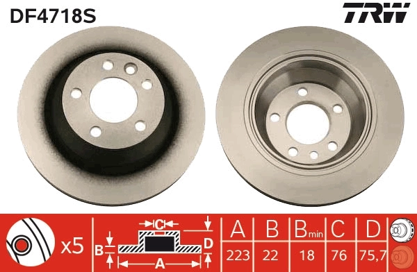 Brake Disc TRW SINGLE DF4718S