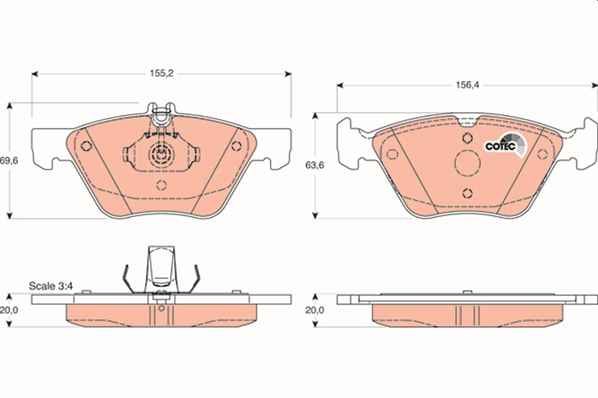 Brake Pad Set, disc brake COTEC GDB1215