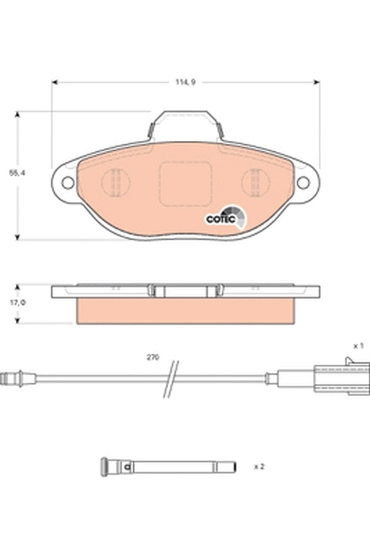 Brake Pad Set, disc brake COTEC GDB1745