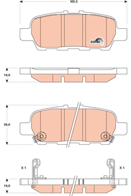 Brake Pad Set, disc brake COTEC GDB3508