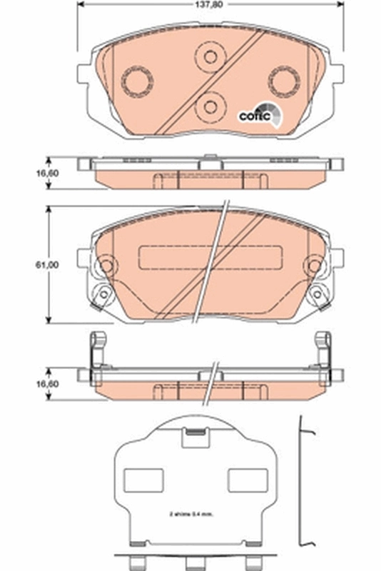 Brake Pad Set, disc brake COTEC GDB3461