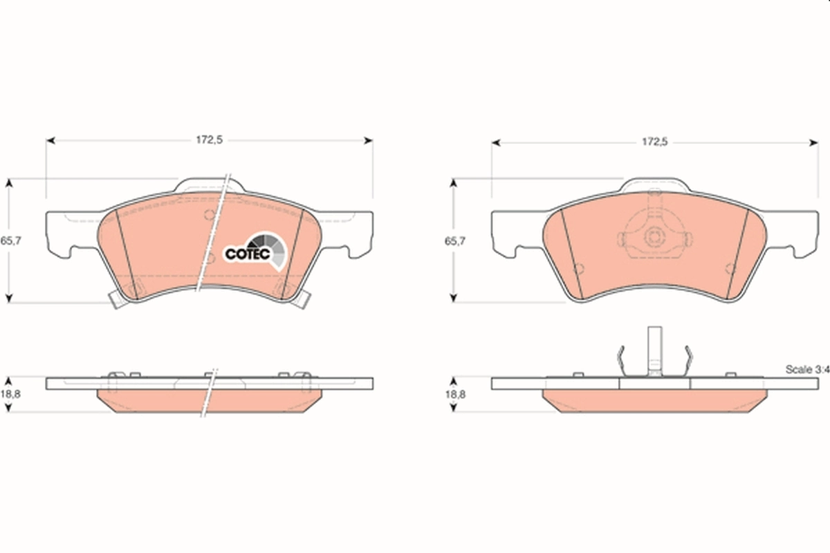 Brake Pad Set, disc brake COTEC GDB4129