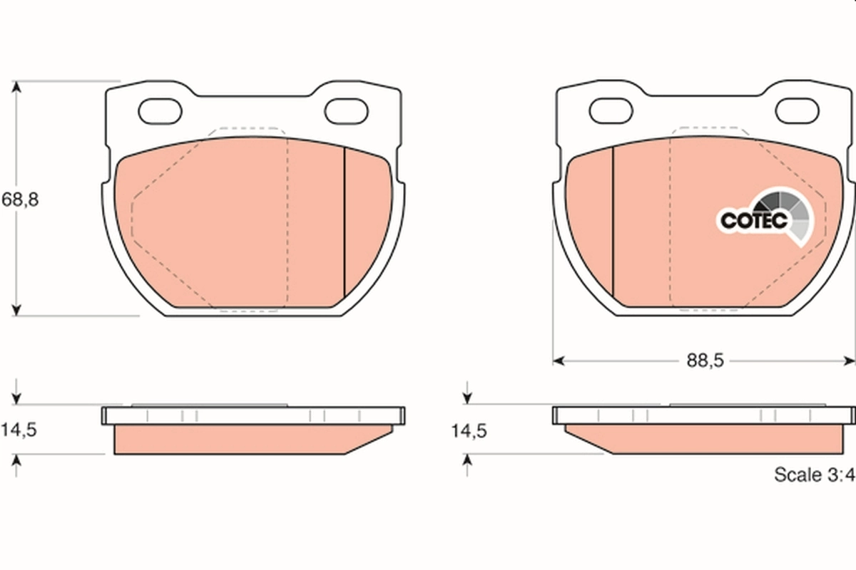 Brake Pad Set, disc brake COTEC GDB1209