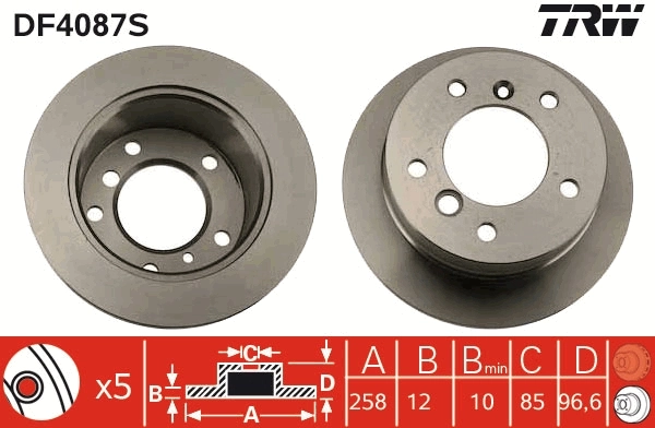 Brake Disc TRW SINGLE DF4087S