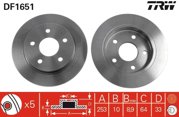 TRW DF1651 Brake Disc