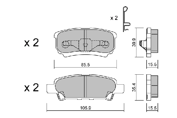 Brake Pad Set, disc brake Premium ADVICS by AISIN BPMI-2001