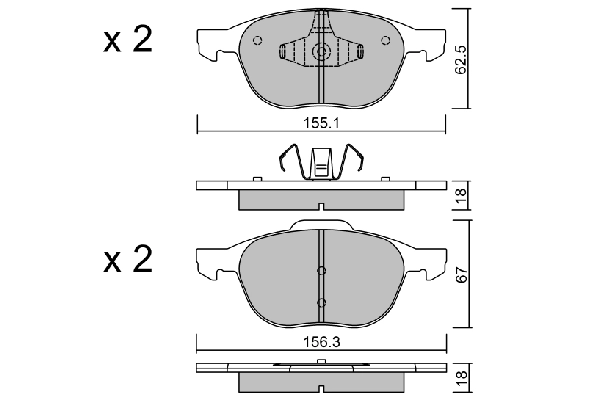 Brake Pad Set, disc brake Premium ADVICS by AISIN BPFO-1004