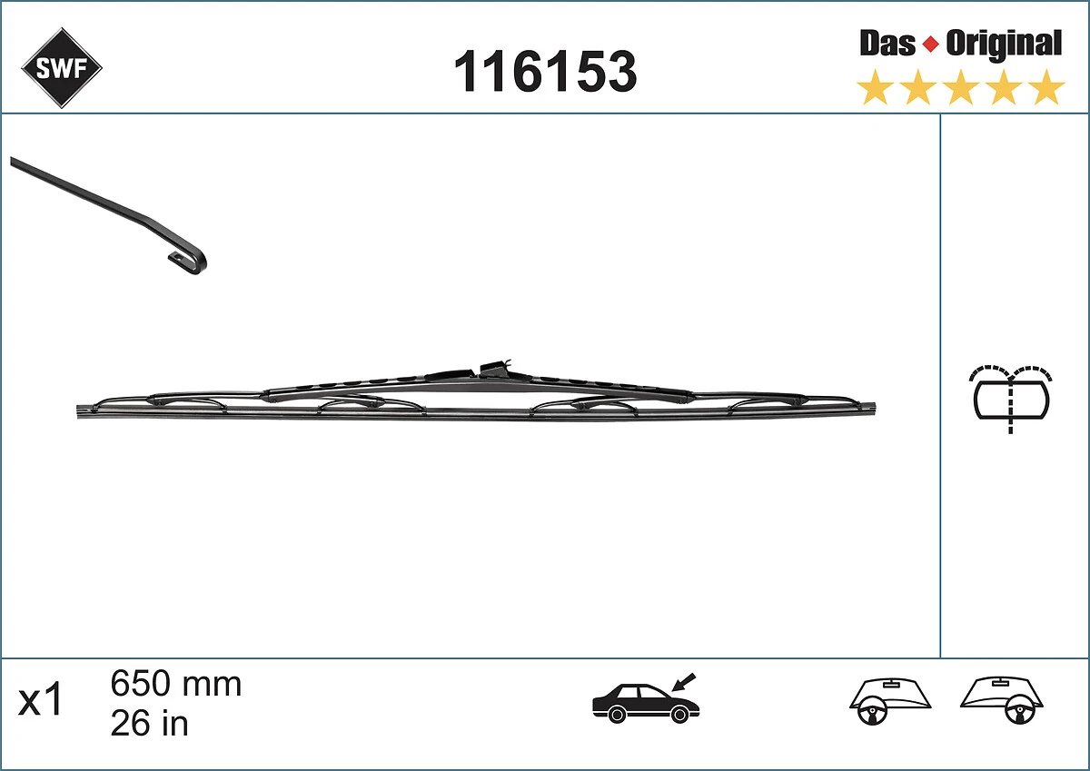Wiper Blade DAS ORIGINAL SINGLE 116153