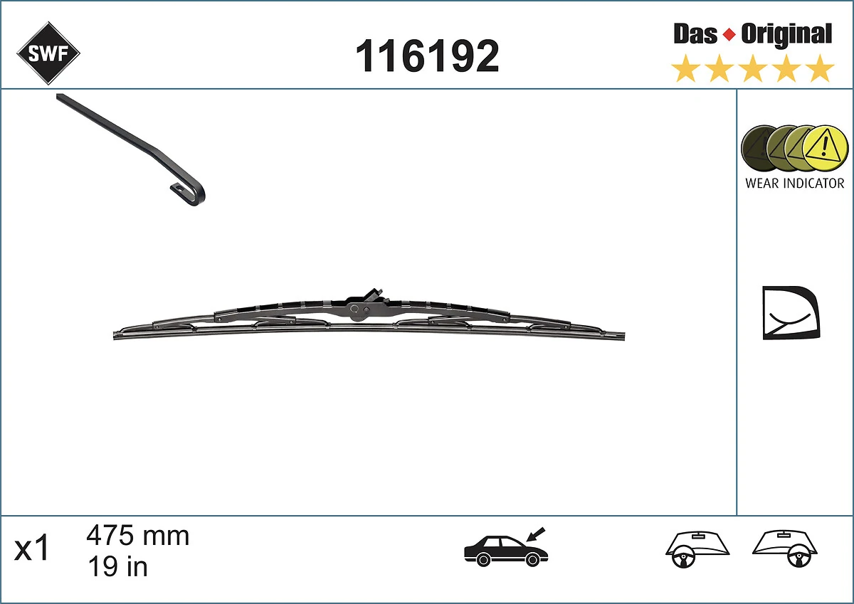 Wiper Blade DAS ORIGINAL SINGLE 116192