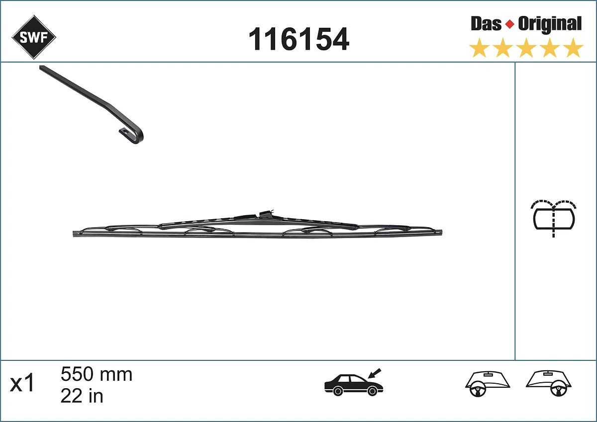 Wiper Blade DAS ORIGINAL SINGLE 116154