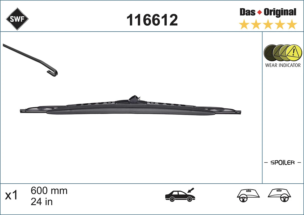 Wiper Blade DAS ORIGINAL SINGLE 116612
