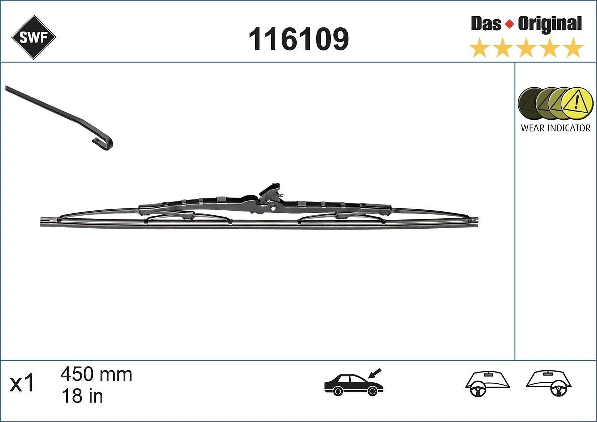 Wiper Blade DAS ORIGINAL SINGLE 116109