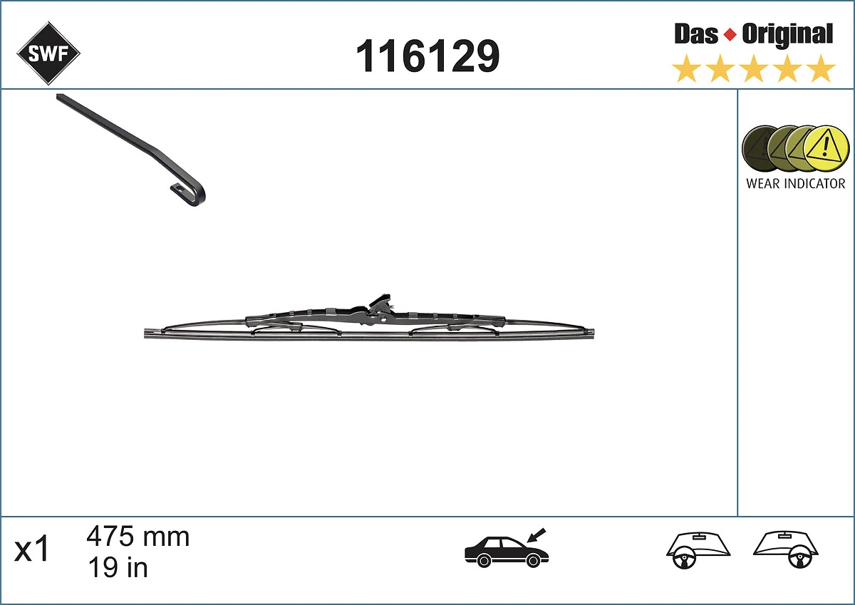 Wiper Blade DAS ORIGINAL SINGLE 116129