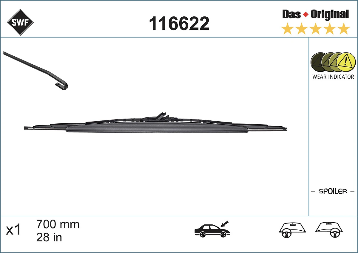 Wiper Blade DAS ORIGINAL SINGLE 116622
