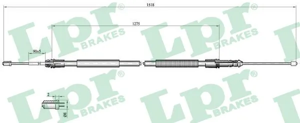 Cable Pull, parking brake C1041B
