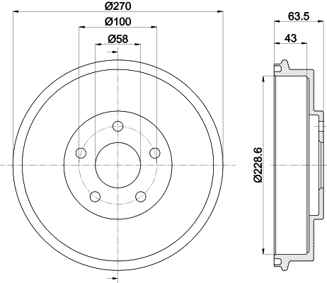 HELLA 8DT 355 300-911 Brake Drum