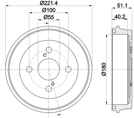 HELLA 8DT 355 303-021 Brake Drum