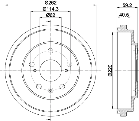 HELLA 8DT 355 303-391 Brake Drum