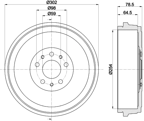 HELLA 8DT 355 303-341 Brake Drum