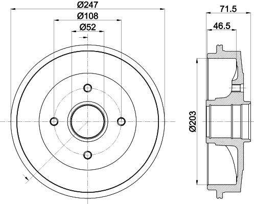 HELLA 8DT 355 300-731 Brake Drum