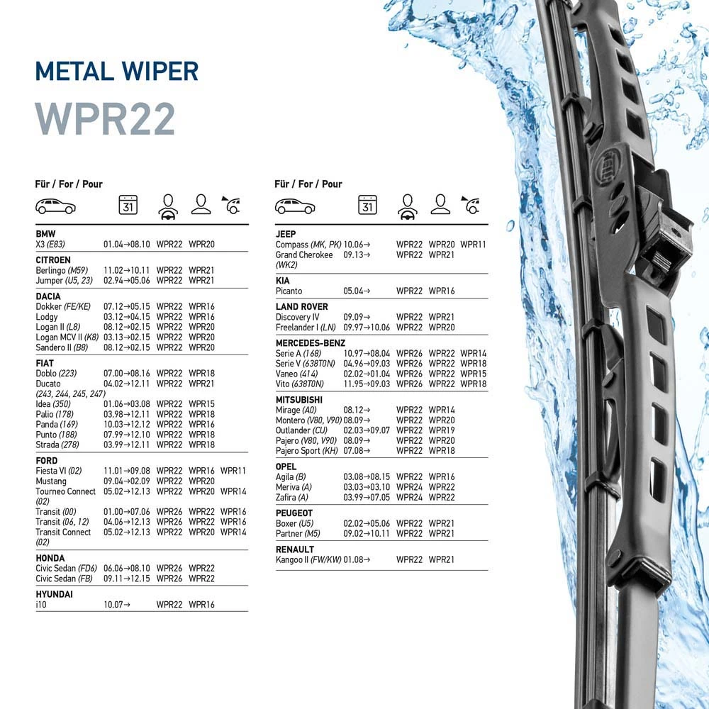 Wiper Blade Metal 9XW 190 253-221