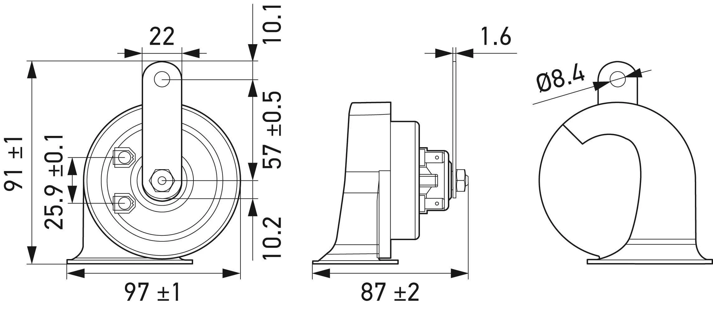 HELLA 3FH 007 728-981 Trumpet Horn