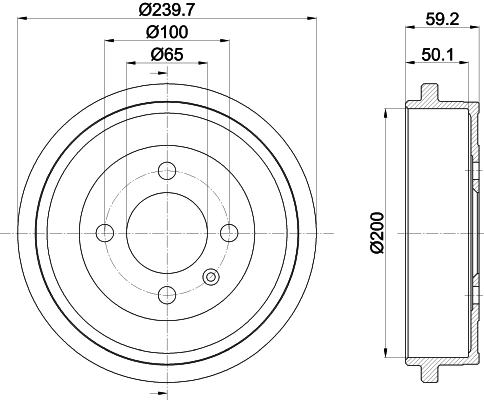 HELLA 8DT 355 301-571 Brake Drum