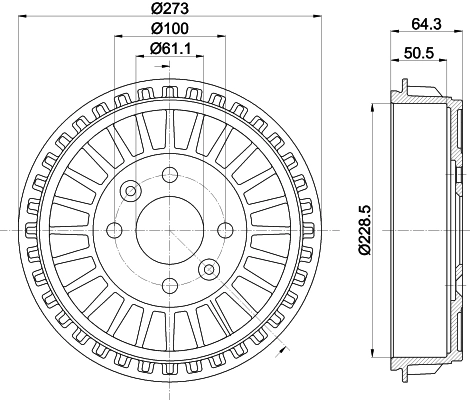 HELLA 8DT 355 303-201 Brake Drum
