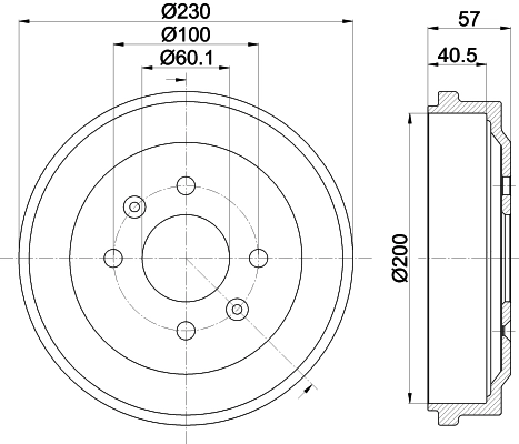 HELLA 8DT 355 303-371 Brake Drum
