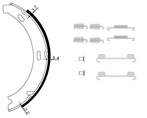 HELLA 8DA 355 050-431 Brake Shoe Set, parking brake