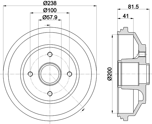 HELLA 8DT 355 302-931 Brake Drum