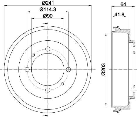 HELLA 8DT 355 300-841 Brake Drum