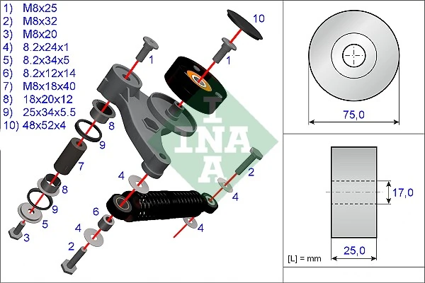 Repair Kit, V-ribbed belt tensioner 533 0118 10