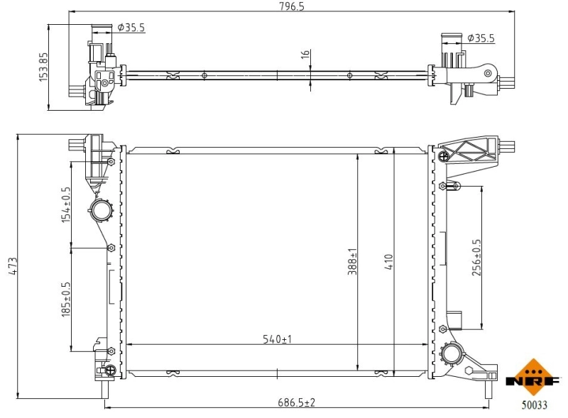 Radiator, engine cooling 50033