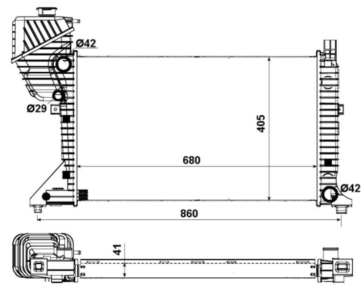Radiator, engine cooling Economy Class 55348A