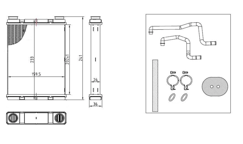 Heat Exchanger, interior heating EASY FIT 54429