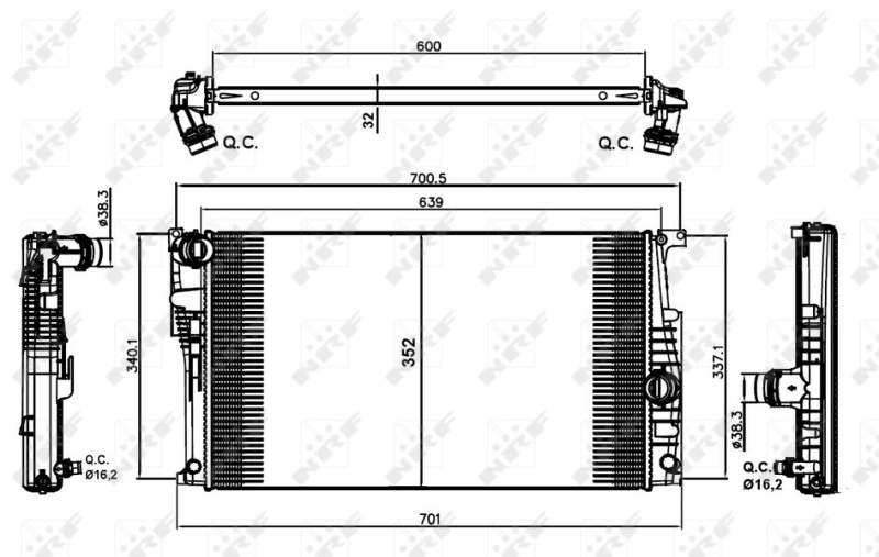 Radiator, engine cooling 58413