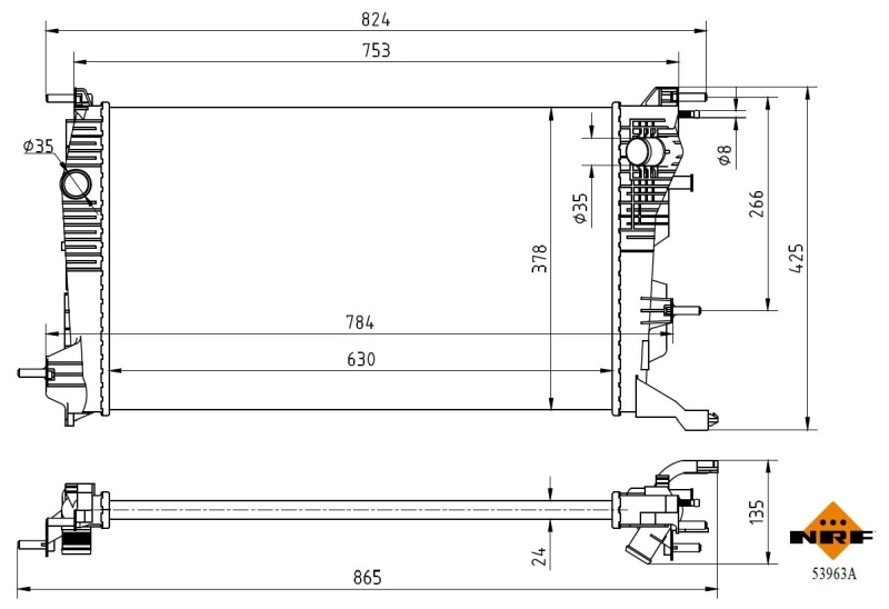 Radiator, engine cooling Economy Class 53963A