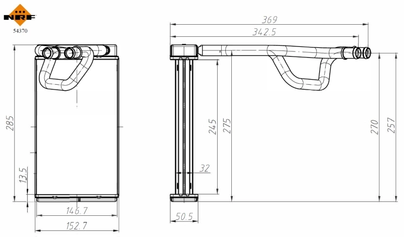 NRF 54370 Heat Exchanger, interior heating