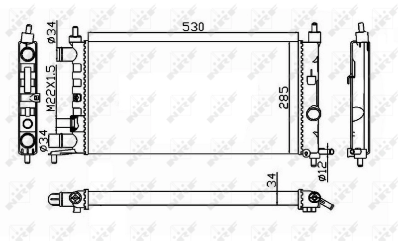 Radiator, engine cooling 58155
