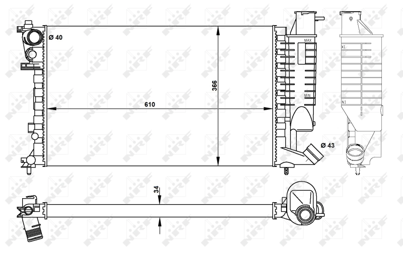 Radiator, engine cooling 50425