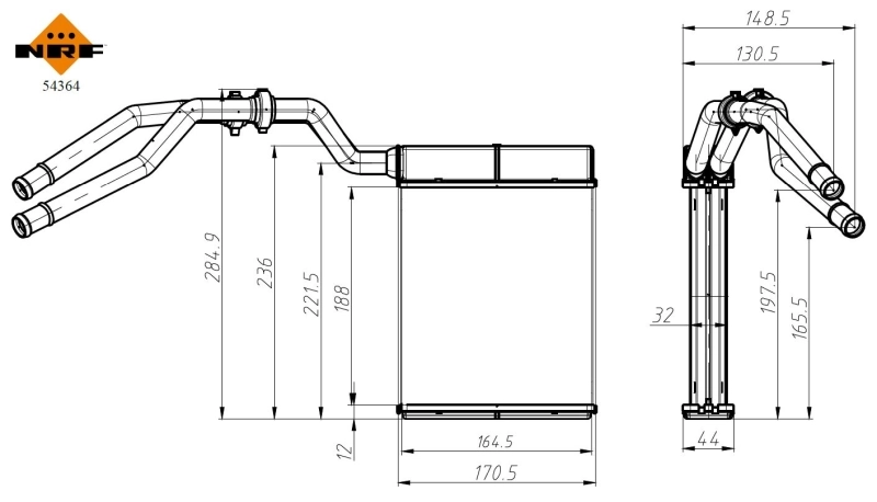 Heat Exchanger, interior heating EASY FIT 54364