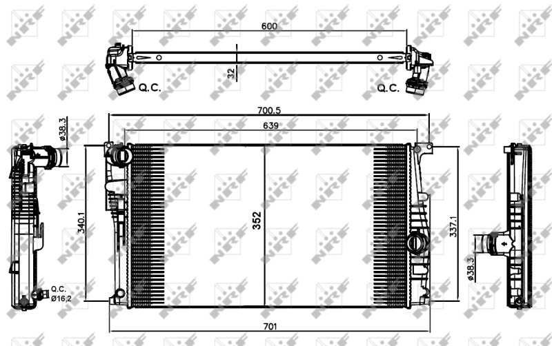 Radiator, engine cooling 58411